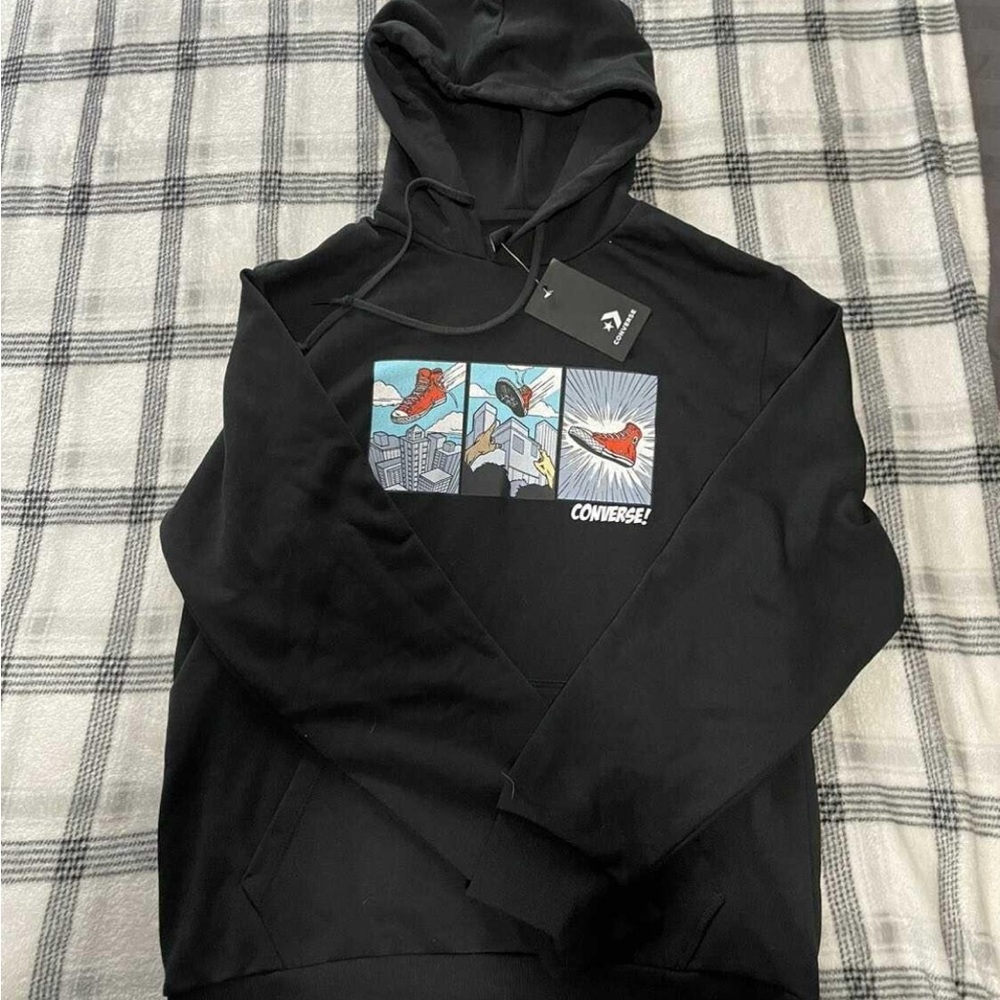 Black Converse Hoodie with Graphic Design
